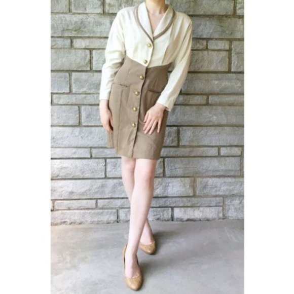 Vintage Dresses & Skirts - 80s Vintage Trench-Style Office Dress - 2/$20 SALE